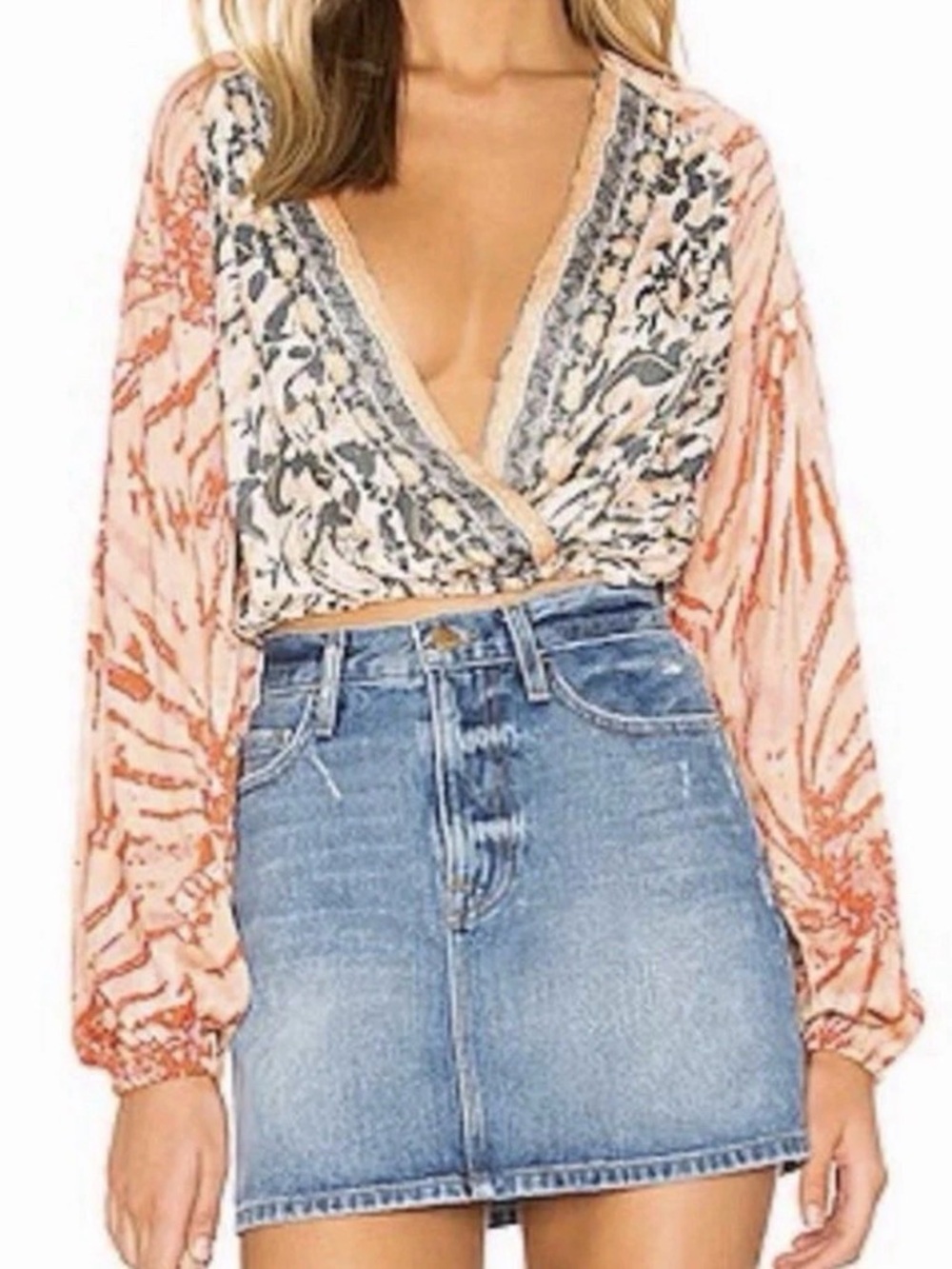 Free People Women’s Long Sleeve Cruisin Together Tie Dye Blouse Size M Sku#97